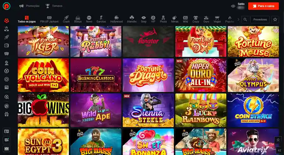 Variedade de Jogos e Softwares no Pin-Up Casino